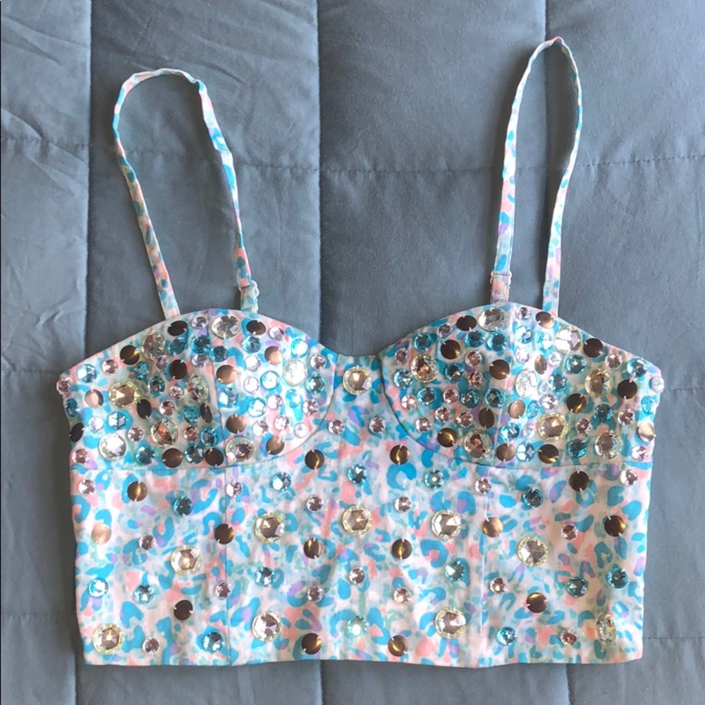 Divided Gemstone Rainbow Croptop